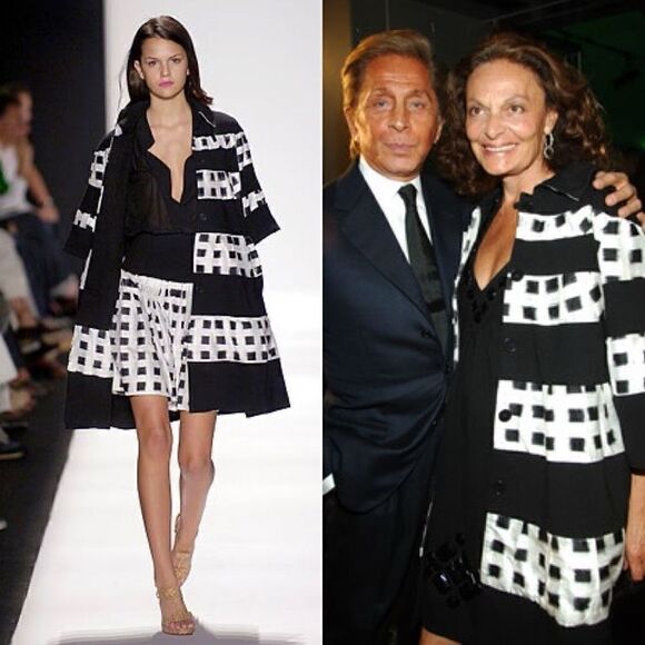 Diane Von Furstenberg Womens Black & White Silk Blend Button Front Coat Size 6 - Picture 2 of 9